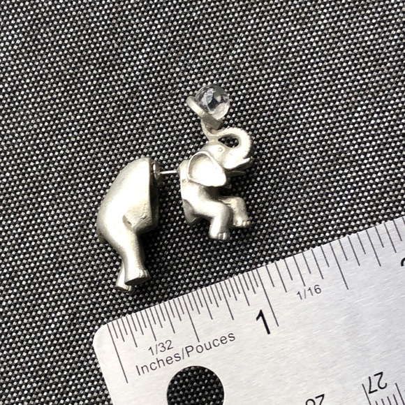 Pewter Elephant Single Sided Earring Colorful Crystal Ball (Solid Heavy) NEW - Picture 9 of 9